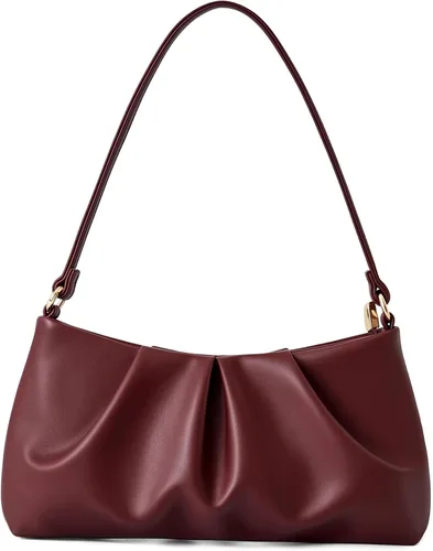 Miniatura 13 de Bolso de noche de piel sintética, bolso de mano fruncido para mujer, con correas de hombro dobles desmontables, bolso cruzado