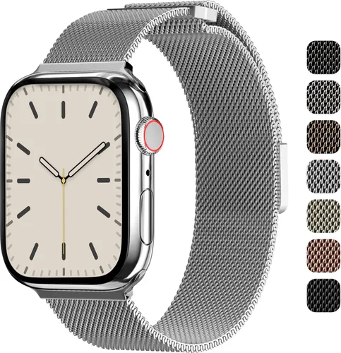 Miniatura 9 de SWITCHEASY Correa magnética de malla para Apple Watch Series 10, 9, 8, SE, 7, 6, malla para iWatch de 1.654, 1.614, 1.575, 1.496 pulgadas, iWatch