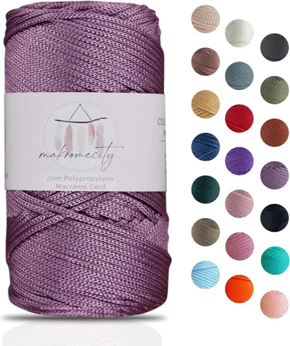 Miniatura 35 de Makromecity, Cordón de macramé de poliéster de 2 mm x 38 m (125 yardas) 2 mm de polipropileno, cordón de macramé para crochet, bolsas de macramé