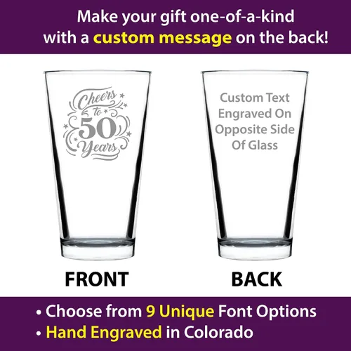 Miniatura 2 de Custom Cheers to 50 Years – Vaso de pinta para cerveza – Regalos para mujeres y hombres – Decoración de fiesta de 50 aniversario – Vasos de 16 onzas