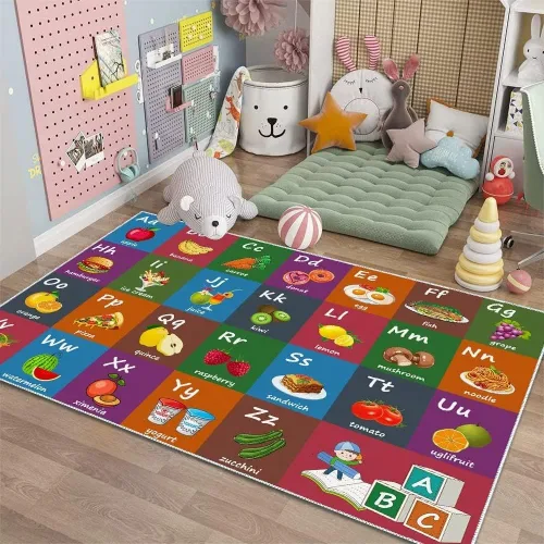 Miniatura 7 de ABC - Alfombra educativa del alfabeto, alfombra de juegos divertidos para niños, sala de juegos, aula, antideslizante, lavable