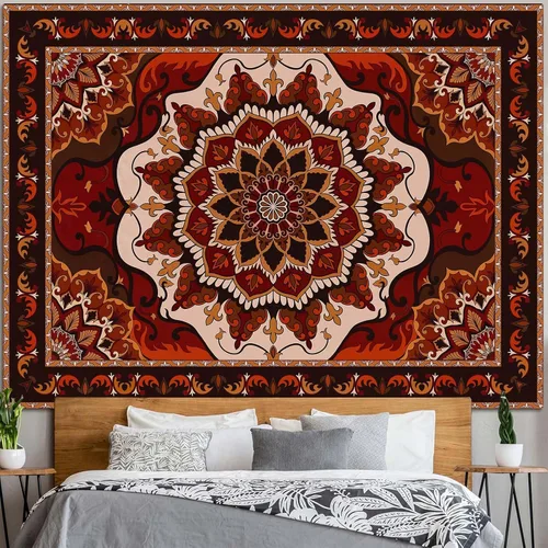 Miniatura 20 de Fowocu Boho Floral Tapestry Wall Hanging Hippie Indian Bohemian Mandala Tapestry Aesthetic Vintage Flower Medallion Beige Yellow Small Tapestries