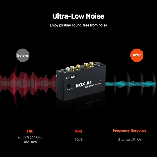Miniatura 2 de Fosi Audio Box X1 Phono Preamp para giradiscos MM Turntable Mini amplificador de fonógrafo estéreo de audio Hi-Fi/Reproductor de discos con salida