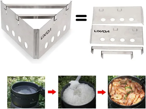 HUIOP Estufa de leña, portátil de acero inoxidable, ligera, estufa de leña para cocinar al aire libre, picnic, camping, mochilero
