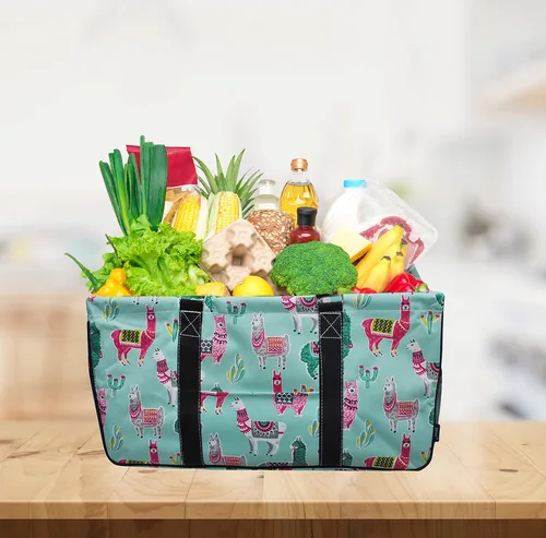 Miniatura 179 de NGIL Bolsa de comestibles reutilizable extra grande plegable de gran tamaño para comestibles, almacenamiento, picnic, playa, Bronco-negro occidental