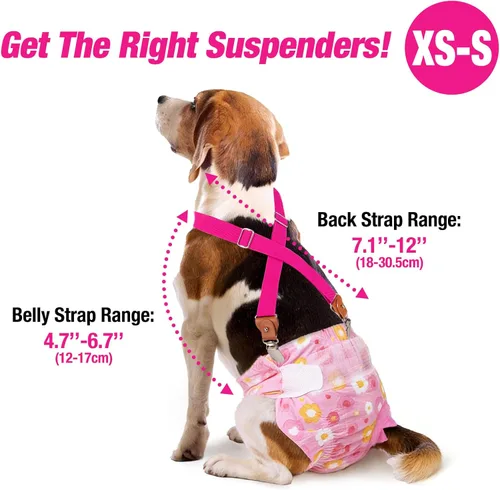 Miniatura 4 de Pet Soft Tirantes de pañales para perro hembra, 2 piezas, tirantes para falda de perro, vestido, Negro, rosa, marrón, burdeos