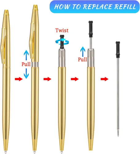 Miniatura 3 de Wikult 6 piezas de bolígrafos de metal fino dorado, punta media de 1mm, tinta negra de escritura suave, para negocios, oficina, profesor