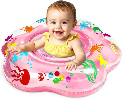 Miniatura 8 de 25.6" Inflatable Baby Pool Float for 6-36 Months Double Air Anti-Flip Safety Baby Swimming Float Toddler Swim Trainer Water Toys, Infant Swim