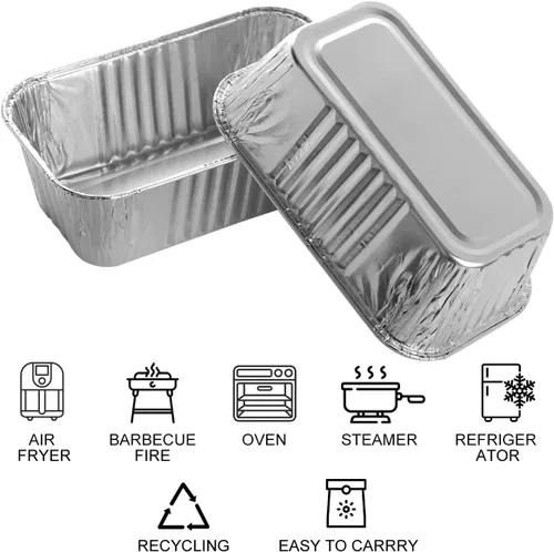 Miniatura 3 de MOACOCK Paquete de 50 mini moldes para pan de 1 libra, 6 x 3.5 x 2 pulgadas, moldes de pan desechables de papel de aluminio para hornear pasteles