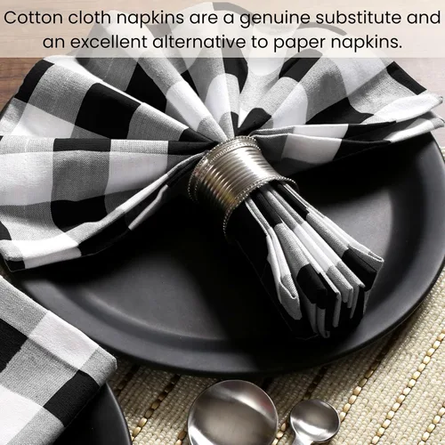 Miniatura 4 de Cotton Clinic Servilletas de tela 100% algodón, grandes, 20 x 20 pulgadas, juego de 4 servilletas de mesa a cuadros a cuadros – Servilletas de mesa