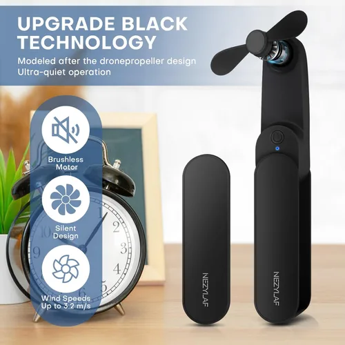 Miniatura 2 de Ventilador portátil mini de mano, ventilador personal pequeño recargable para 9-15 horas de duración, diseño de bolsillo para viajes/Esenciales
