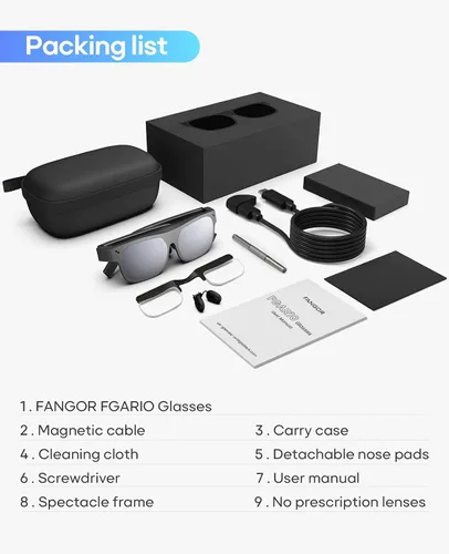 Miniatura 8 de Gafas AR, gafas inteligentes con teatro virtual OLED de 201 pulgadas, 1080P, película 3D, 50° FOV, brillo de 400 nits, transmisión de soporte, juego
