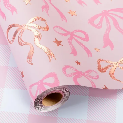 Miniatura 10 de MAYPLUSS Rollo de Papel de Regalo, Papel de Regalo con Bandera a Cuadros Azul y Blanco, Papel de Regalo Reversible para Patinadores y Carreras