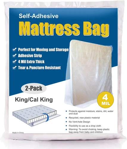 Miniatura 9 de ComfortHome Bolsa de colchón sellable extra gruesa de 4 mil con tira adhesiva para mudanza y almacenamiento, resistente, se adapta a