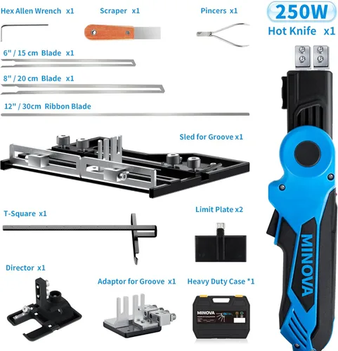 Miniatura 7 de Cuchillo caliente eléctrico giratorio de 250 W, kit de herramientas de corte de espuma, sistema de refrigeración por aire de cuerpo completo