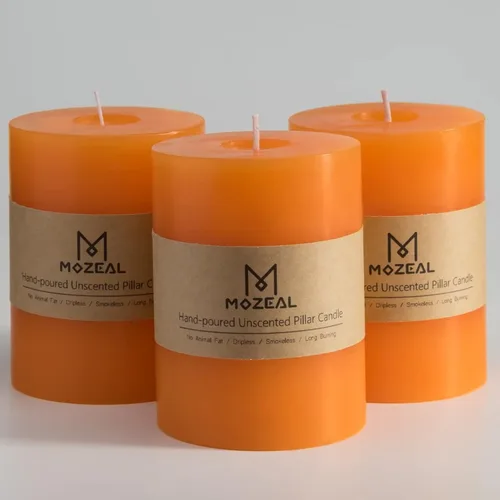 Miniatura 141 de MOZEAL Velas grandes sin perfume vertidas a mano de 3 x 8 pulgadas, sin humo, juego de 2, combustión lenta, sin goteo, aproximadamente 150 horas