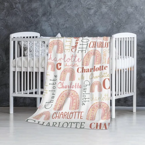 Miniatura 2 de Manta personalizada de arcoíris para bebé, manta acogedora de franela ligera con nombre para bebés, niños, adultos, niñas, niños, sofá cama, 30 x 40