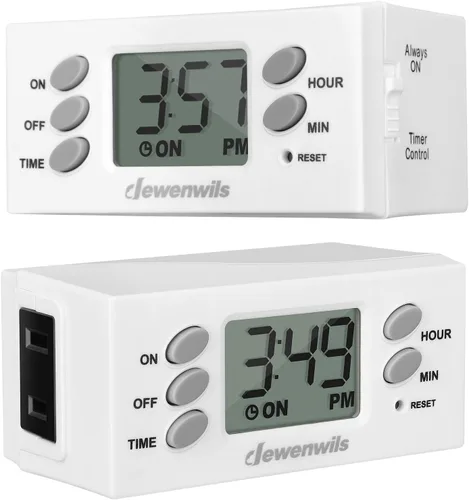 DEWENWILS Temporizador de Enchufe de 24 Horas, 125V 15A 1000W Temporizadores para Tomas de Corriente Eléctricas, 1 Toma Polarizada, Temporizador de