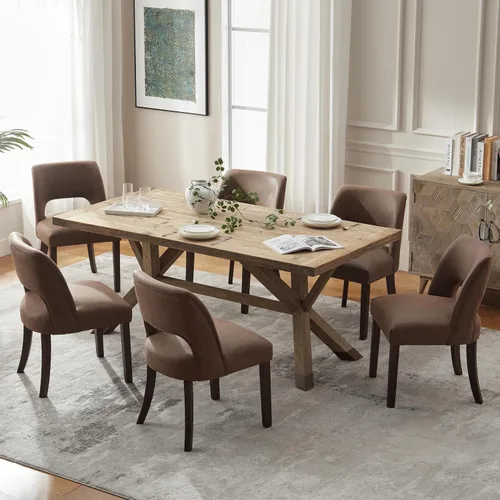 Miniatura 24 de VKNOW Juego de 2 sillas de comedor modernas, tapizadas de piel sintética, sillas de comedor, sillas de cocina, sillas de cena de granja para cocina