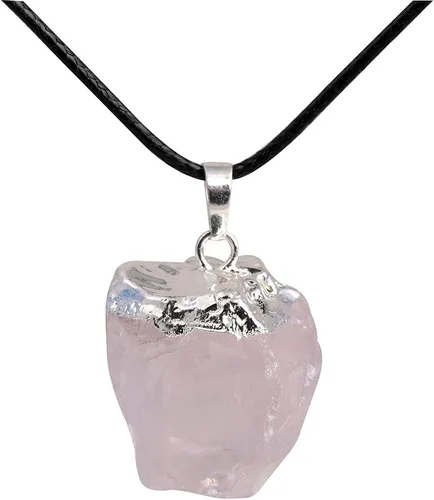 GEM-inside - Colgante de cristal de cuarzo rosa crudo natural crudo de 1.25 pulgadas, péndulo de chakras radiesteses para adivinación, piedra real,