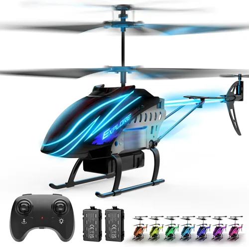 BUSSGO Helicóptero RC, helicóptero de control remoto para niños con 30 minutos de vuelo (2 baterías), modos de luz LED 7+1, sujeción de altitud,