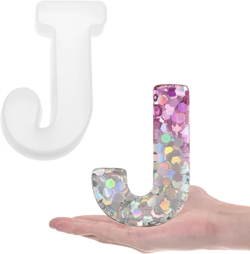 Miniatura 28 de HARFINGTON Moldeo de resina grande con letra S de 6 pulgadas, molde de silicona con alfabeto mayúscula 3D para arte de letreros de palabras