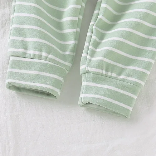 Miniatura 6 de Conjunto de sudadera para bebé niña y niña, conjunto de ropa de primavera e invierno de manga larga + pantalones a rayas, 2 piezas