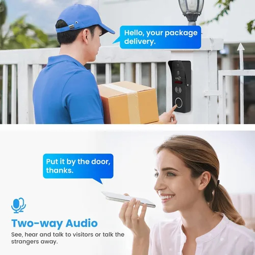 Miniatura 5 de TUYA - Timbre de video con cable, cámara de timbre de 1080P, monitor táctil completo de 7/10 pulgadas, WiFi Smart Home Video Intercomunicador Kit