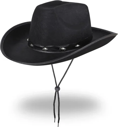 JUSTOTRY Sombrero de vaquero de fieltro para mujeres y hombres, sombreros de vaquera de ala ancha para niña, fiesta de discoteca