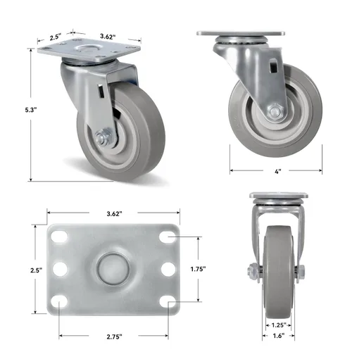 Miniatura 2 de Ruedas de Carretilla Ninoso, Juego de 4 Ruedas Industriales de Alta Resistencia de 4" con Capacidad de Carga de 1200 Libras, Ruedas para Carro