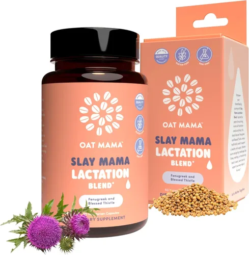 OAT MAMA Suplemento orgánico para lactancia – Cápsulas de cardo bendito y fenogreco 'Slay Mama' - Mezcla de lactancia a base de hierbas, apoyo