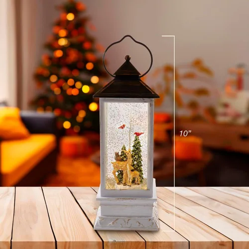 Miniatura 3 de Kurt Adler - Mesa musical de ciervo y árbol de 10 pulgadas, funciona con pilas, con movimiento