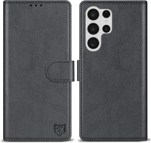 Miniatura 10 de ZZXX Funda tipo cartera para Samsung Galaxy S22 Ultra con bloqueo RFID, ranura para tarjetas, función atril, cierre magnético, funda protectora
