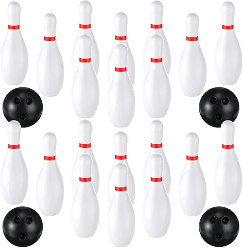 RoundFunny Juego de 2 bolos de 7.1 pulgadas, juego de césped portátil para interiores y exteriores, incluye 20 pines de bolos y 4 bolas de plástico
