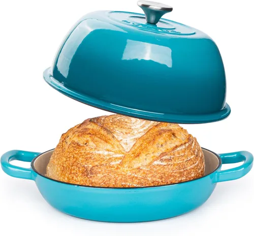 Miniatura 12 de Olla de horno holandés de hierro fundido esmaltado – Olla de horno holandés para hornear pan de masa madre – Olla de pan de hierro fundido – Naranja