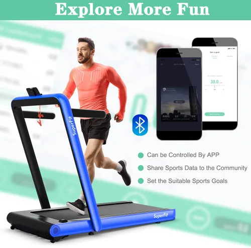 Miniatura 4 de Goplus Caminadora plegable 2 en 1, 4.75 HP Superfit para debajo del escritorio, caminadora eléctrica con control de aplicación, pantalla táctil LED