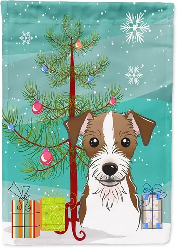 Miniatura 18 de Caroline's Treasures BB1622CHF - Bandera de casa Shih Tzu con árbol de Navidad y gris plateado para porche, grande, para colgar en la pared