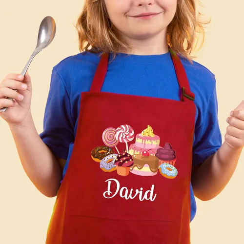 Miniatura 9 de 7th Hill Delantal Personalizado para Niños para Cocinar, Delantal Infantil Personalizado con Sombrero de Chef, Delantal de Cocina para Niños