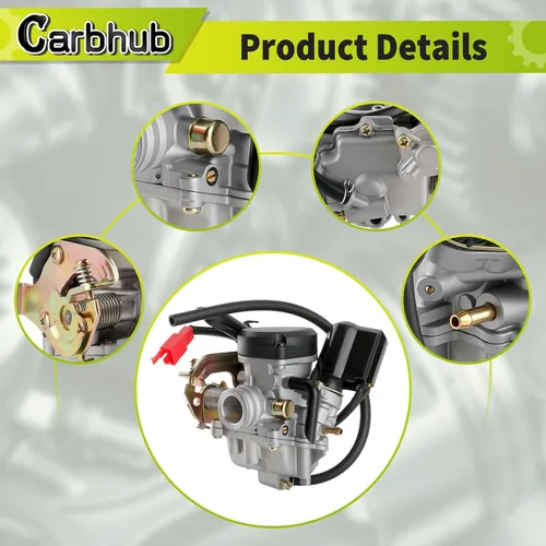 Miniatura 6 de Carbhub GY6 50cc carburador para GY6 49cc 50cc cuatro tiempos scooter chino ciclomotor Taotao Kymco