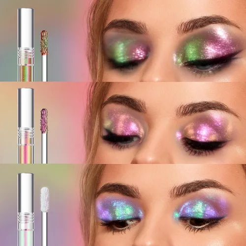 Miniatura 6 de Sombra de Ojos Camaleón Líquida Metálica, Looks de Ojos Multidimensionales, Sombras de Ojos con Purpurina Holográfica Multicromática de Larga