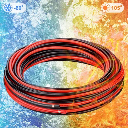 Miniatura 3 de Cable eléctrico de 10 AWG, cable de cobre estañado rojo y negro para audio de automóvil, automóvil, remolque, marina, luz LED