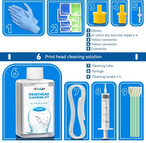 Miniatura 6 de Kit de limpieza de cabezal de impresora, 5.1 fl oz, el mejor kit de limpieza de impresora para limpieza de boquillas de impresora Epson, kit