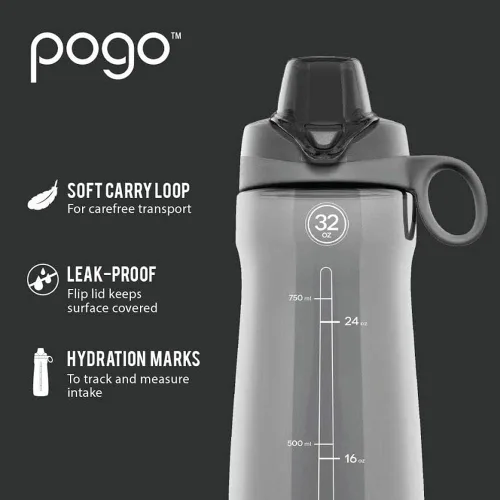 Miniatura 8 de Pogo Botella de agua de plástico sin bisfenol A con tapa con pico de 32 onzas, color azul atolón Azul (Blue Atoll)