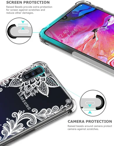 Miniatura 4 de Funda transparente floral para Galaxy A70 para mujeres y niñas, bonita funda de teléfono para Samsung Galaxy A70 (2019), diseño de flores, FL-S