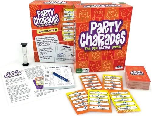 Miniatura 3 de Outset Juego de charadas para fiestas de medios – Diversión familiar con 500 cartas de charadas y temporizador – Esencial para la noche