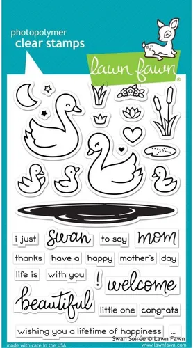 Miniatura 2 de Lawn Fawn Swan Soiree Clear Stamp & Dies + Lawn Fawn Cattails Border Dies – Paquete de tres artículos