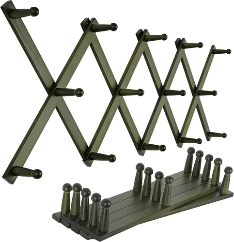 Miniatura 25 de SKOLOO Perchero para sombreros de pared con 17 ganchos, madera maciza, moderno, ampliable, perchero de pared para abrigos, sombreros, bolsos, gorras
