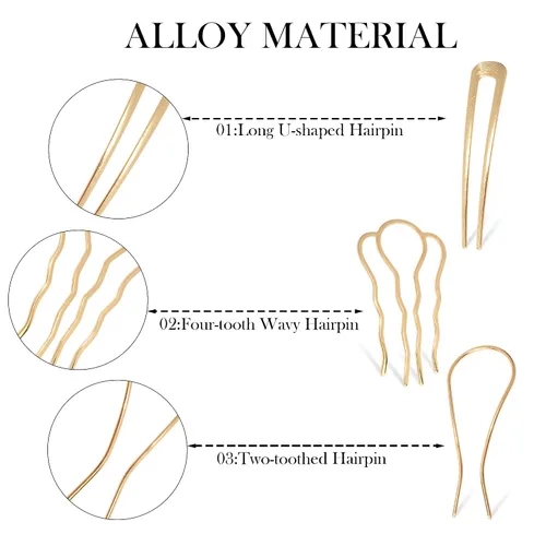 Miniatura 6 de Chanaco Horquillas francesas para mujer, accesorios para el cabello en forma de U, horquilla para peinar, horquilla de metal con peines para niñas