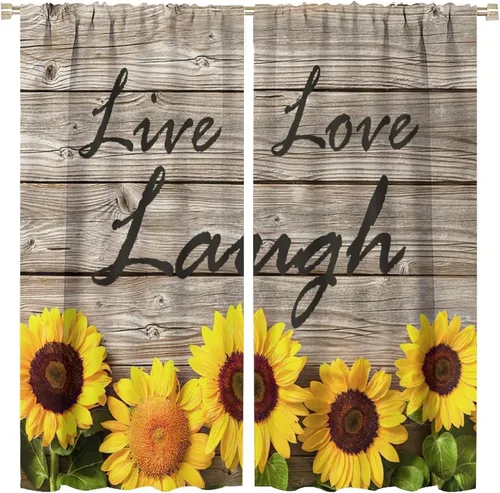 Miniatura 27 de Cortinas opacas con diseño de girasoles para ventana, puesta de sol sobre girasol, para dormitorio, sala de estar, cocina, decoración del hogar, 42