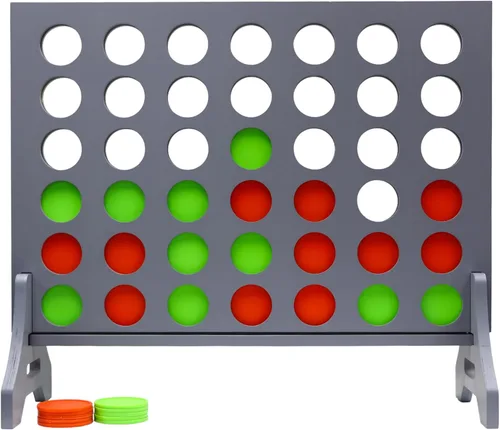 Miniatura 31 de Juego gigante 4 en una fila para familia y adultos – Tailgating Pros Jumbo de madera gris cuatro en una fila juego de patio para interiores